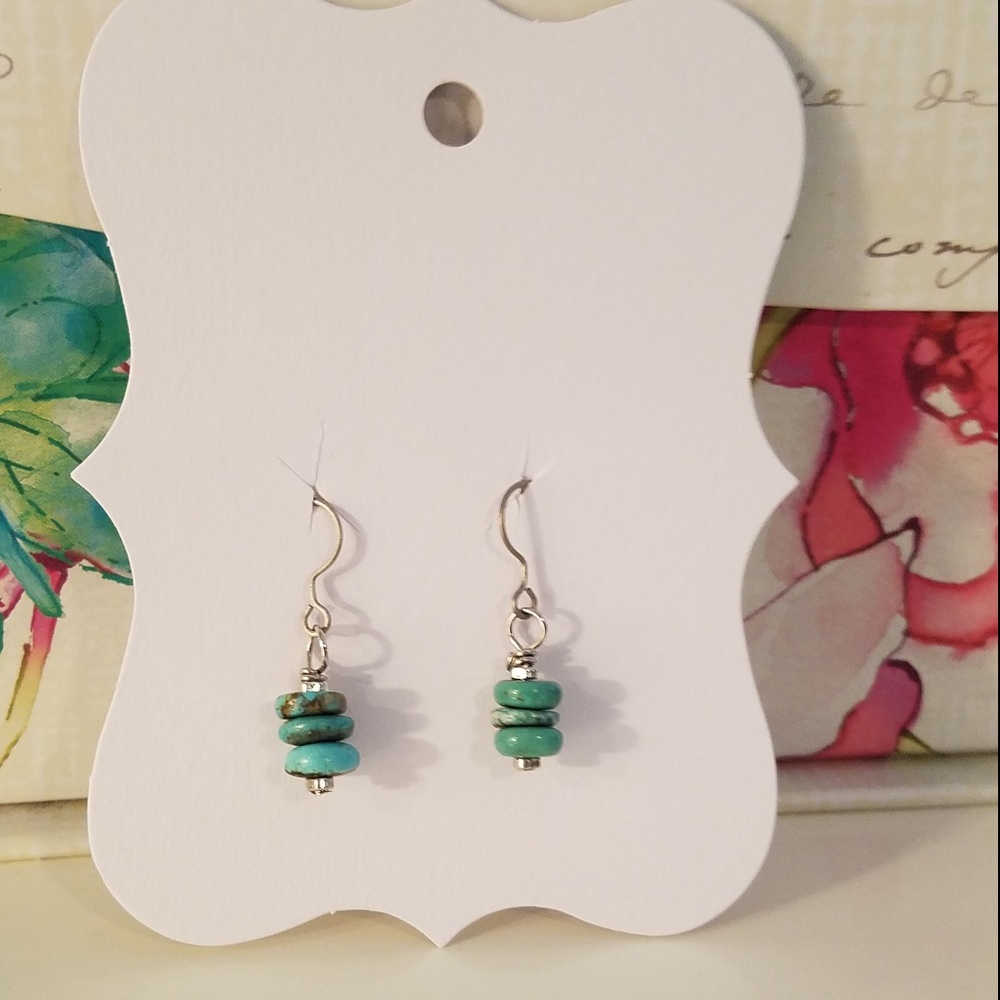 Genuine turquoise drop earrings w/ titanium wires